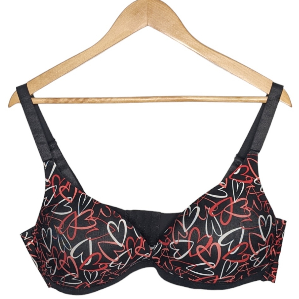 Strm Line Heart Print Wireless Bra 42c - image 1